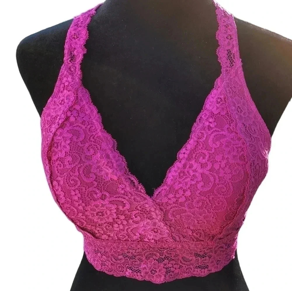 Soma Bralette Lace Racerback Medium Raspberry Color